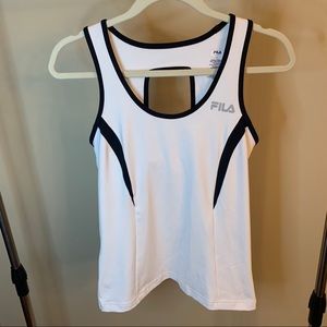 FILA White & Black Fitted Workout Tank